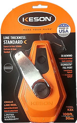 Keson K3X Standard Chalk Line Reel, 100 ft L Line, 3:1 Gear Ratio