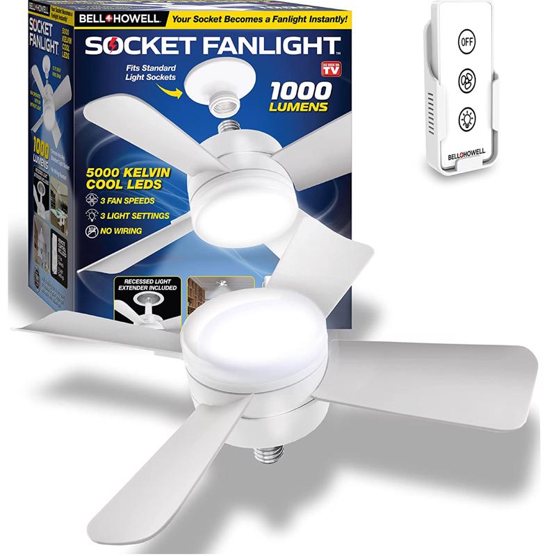 Bell & Howell 15 in. Matte White LED Indoor Socket Fanlight ...