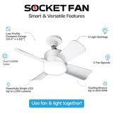 Bell & Howell 15 in. Matte White LED Indoor Socket Fanlight