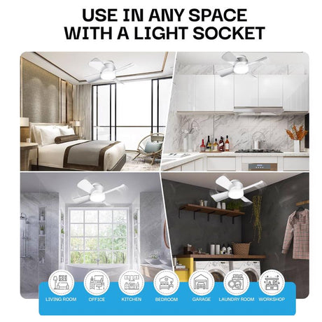 Bell & Howell 15 in. Matte White LED Indoor Socket Fanlight