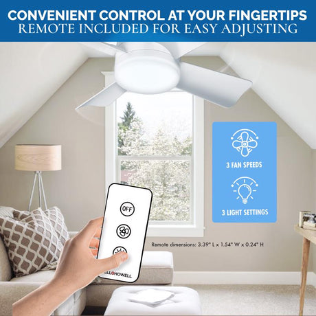 Bell & Howell 15 in. Matte White LED Indoor Socket Fanlight