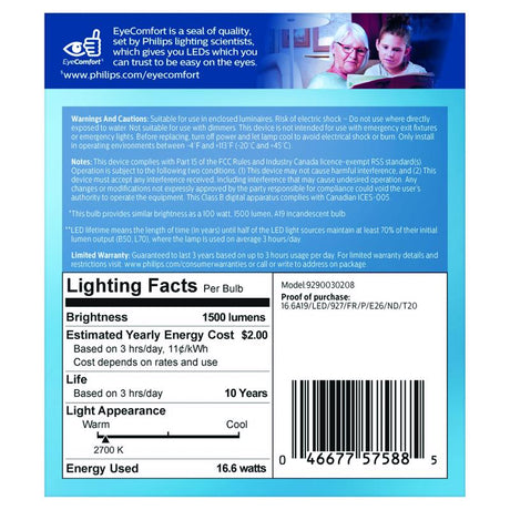 Philips A19 E26 (Medium) LED Bulb Soft White 100 Watt Equivalence 2 pk