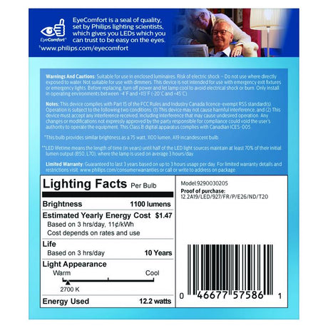 Philips A19 E26 (Medium) LED Bulb Soft White 75 Watt Equivalence 2 pk