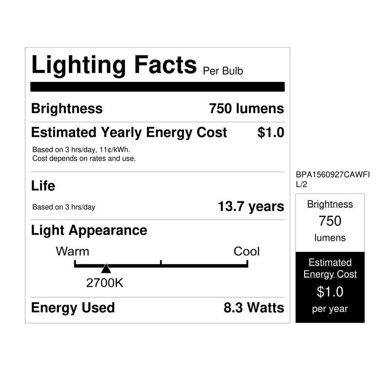 Feit White A15 E26 (Medium) Filament LED Bulb Soft White 60 Watt Equivalence 2 pk