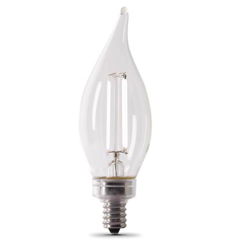 Feit White BA10 E12 (Candelabra) Filament LED Bulb Daylight 40 Watt Equivalence 2 pk