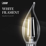 Feit White BA10 E12 (Candelabra) LED Flame Bulb Daylight 60 Watt Equivalence 2 pk