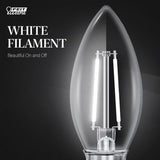 Feit White B10 E12 (Candelabra) Filament LED Bulb Soft White 40 Watt Equivalence 2 pk