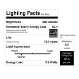 Feit White B10 E12 (Candelabra) Filament LED Bulb Soft White 40 Watt Equivalence 2 pk