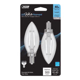 Feit White B10 E12 (Candelabra) Filament LED Bulb Daylight 40 Watt Equivalence 2 pk