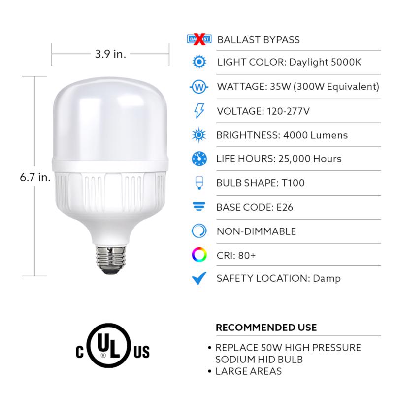 Feit T100 E26 (Medium) LED Bulb Daylight 300 Watt Equivalence 1 pk