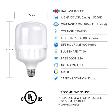 Feit T100 E26 (Medium) LED Bulb Daylight 300 Watt Equivalence 1 pk