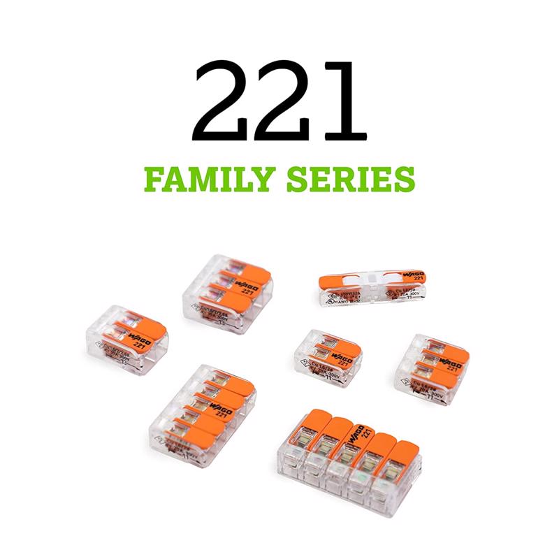 WAGO 221 Series 5 Port Lever Cable Connector 25 pk