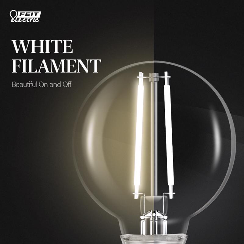 Feit White G25 E26 (Medium) Filament LED Bulb Daylight 60 Watt Equivalence 3 pk