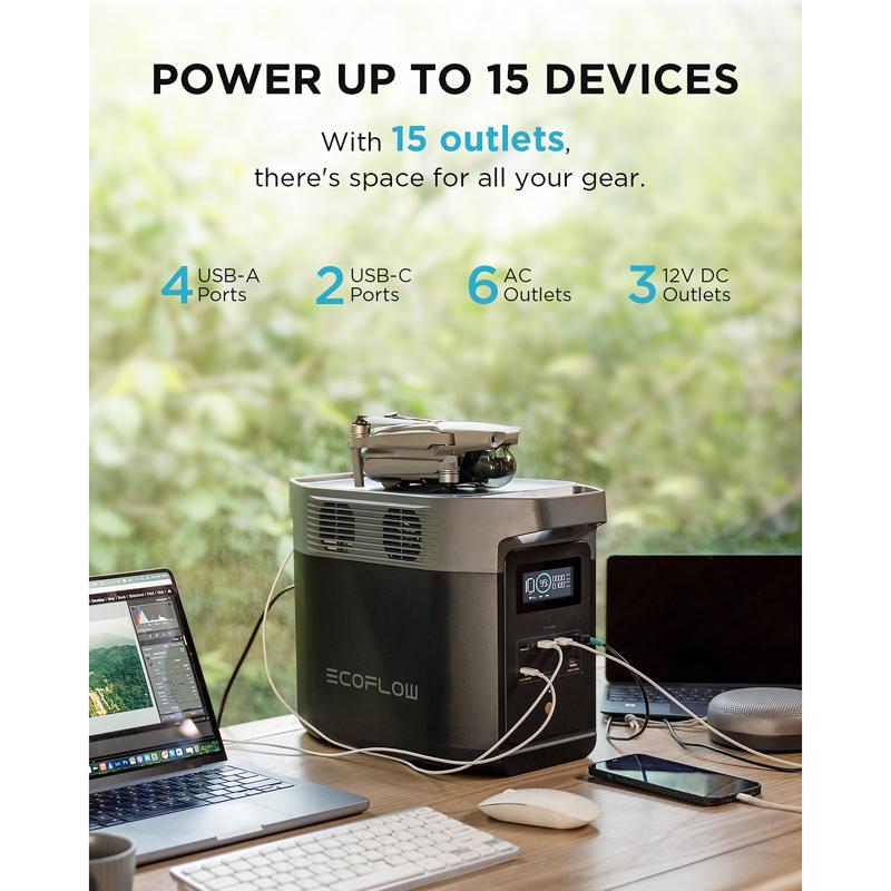 EcoFlow Delta 2 120 V Solar and Battery Portable Solar Power Station 1024 W
