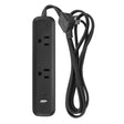 Globe Electric 6 ft. L 2 outlets Power Strip Black