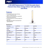 Feit T10 E26 (Medium) Filament LED Bulb Soft White 40 Watt Equivalence 1 pk