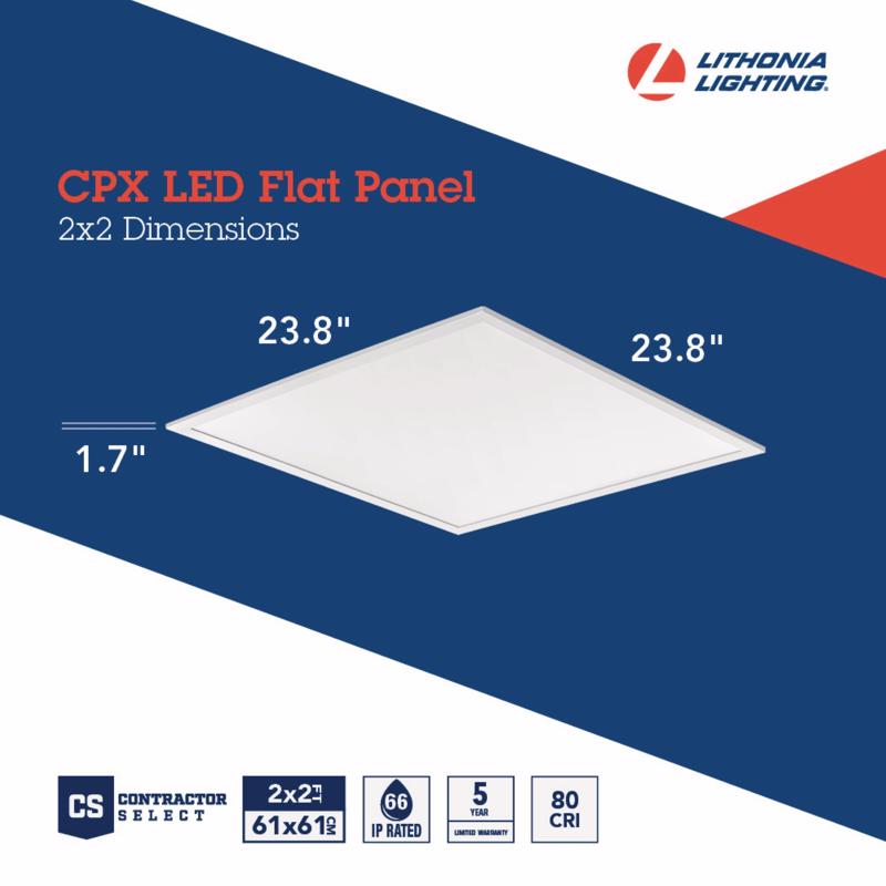 Lithonia Lighting 37 W LED Flat Panel 1.7 in. H X 23.8 in. W X 23.8 in. L