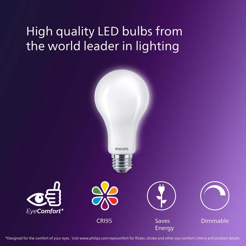 Philips A21 E26 (Medium) LED Bulb Soft White 75 Watt Equivalence 2 pk