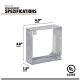 Southwire Old Work Square Galvanized Steel Box Extension Ring Silver