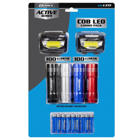 Dorcy Active 100 lm Assorted LED Rechargeable Flashlight/Headlight Combo Pack AAA Battery, Pack of 4