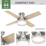 Hunter Dempsey 44 in. Brushed Nickel Silver LED Indoor Ceiling Fan