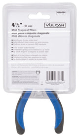 Vulcan JL-NP039 Cutting Pliers, 4-1/2 in OAL, 0.8 mm Cutting Capacity, 1/2 in Jaw Opening, Black/Blue Handle