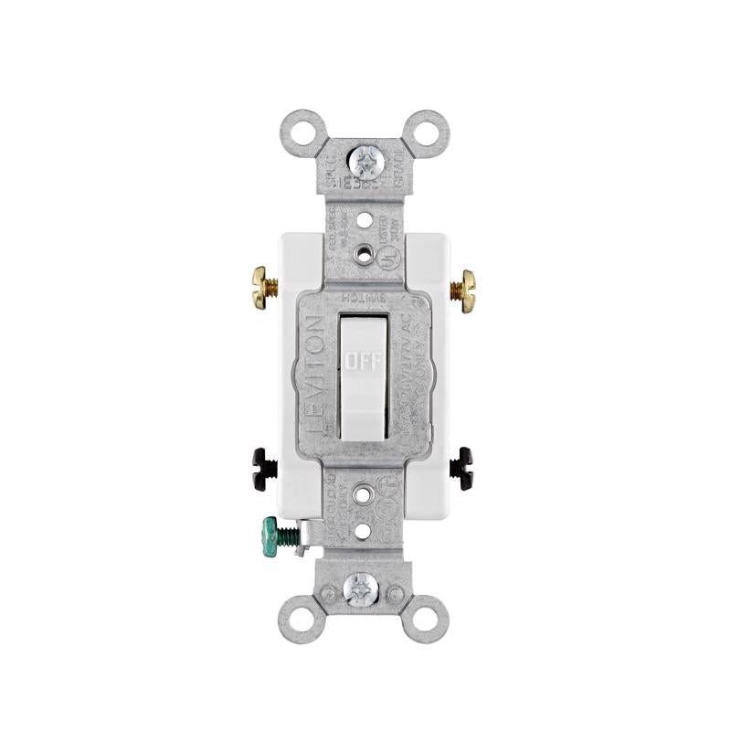 Leviton 20 amps Double Pole Toggle AC Quiet Switch White 1 pk