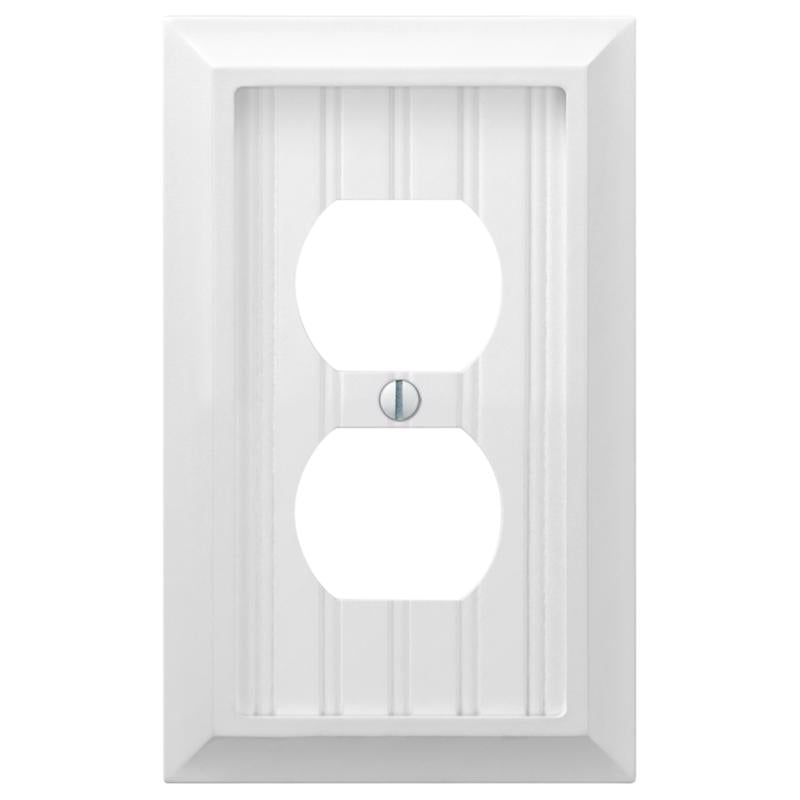 Amerelle Cottage Matte White 2 gang Compressed Composite Duplex Wall Plate 1 pk, Pack of 4