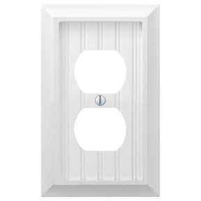 Amerelle Cottage Matte White 2 gang Compressed Composite Duplex Wall Plate 1 pk, Pack of 4