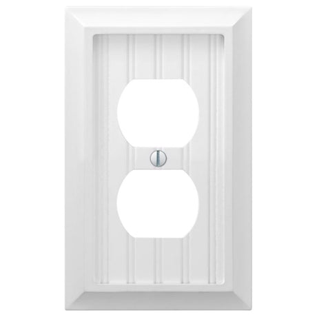 Amerelle Cottage Matte White 2 gang Compressed Composite Duplex Wall Plate 1 pk, Pack of 4