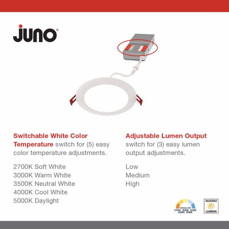 Juno Acuity Brands Lighting Matte White 4.88 in. W Aluminum LED Canless Recessed Downlight 16 W