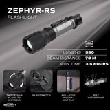 Police Security Zephyr-RS Tactical 550 lm Black/Gray LED Rechargeable Flashlight 14500 Battery