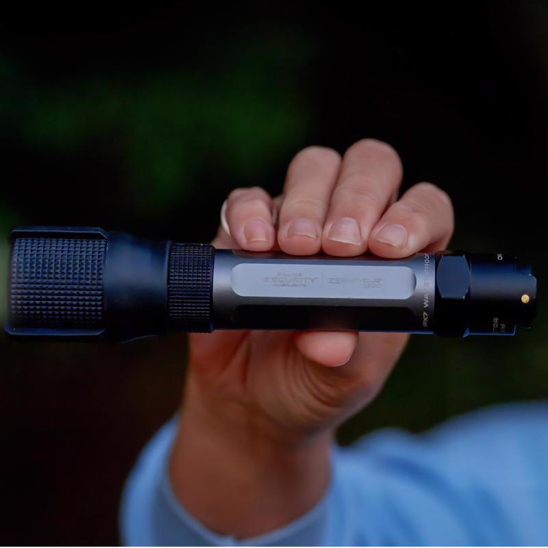 Police Security Zephyr-R Tactical 1500 lm Black/Gray LED Rechargeable Flashlight 18650 Battery