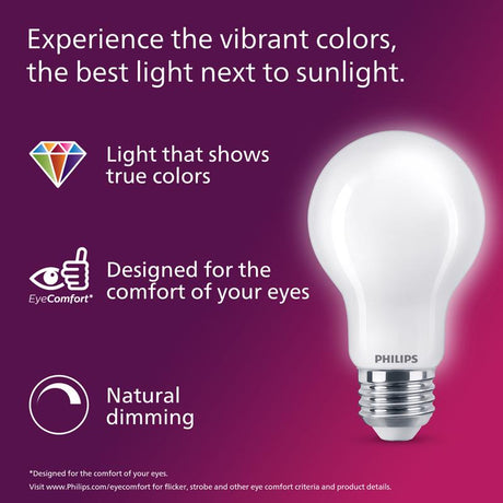 Philips A19 E26 (Medium) Filament LED Bulb Daylight 100 Watt Equivalence 2 pk