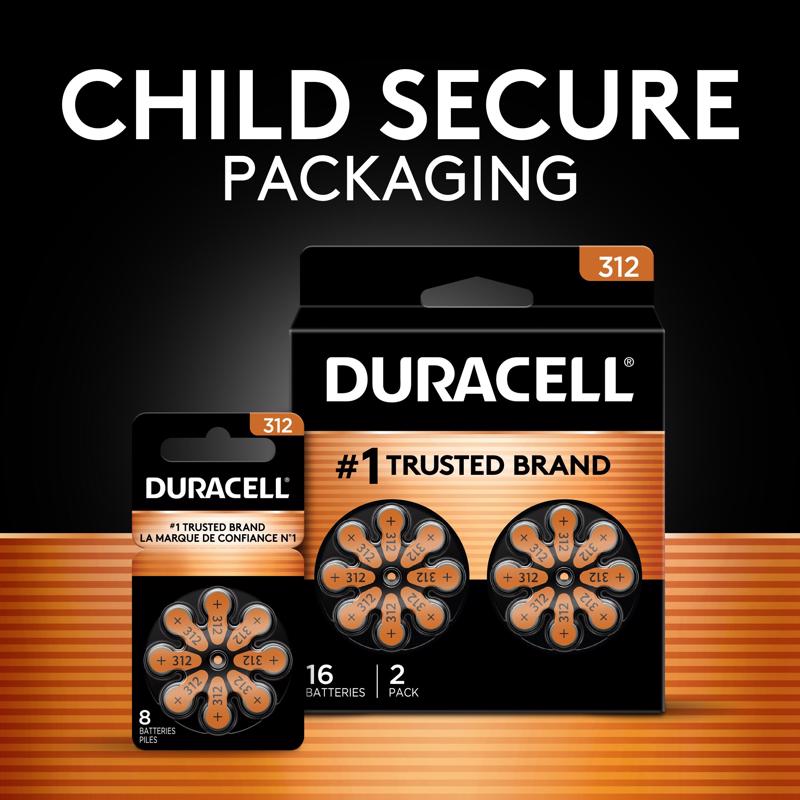 Duracell Zinc Air 312 1.5 V Hearing Aid Battery 8 pk