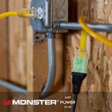 Monster Just Power It Up Outdoor 50 ft. L Yellow Extension Cord 10/3 SJTW, Pack of 2