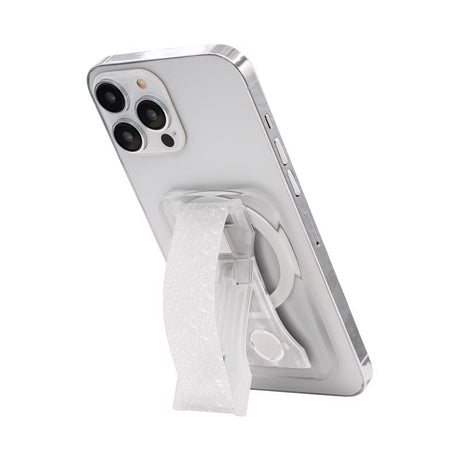 LoveHandle Clear Crystal Clear Glitter Phone Grip with Kickstand For All Mobile Devices