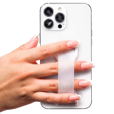 LoveHandle Clear Crystal Clear Glitter Phone Grip with Kickstand For All Mobile Devices