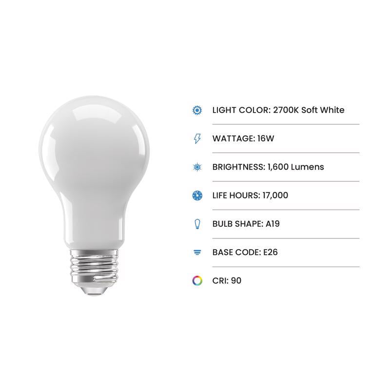 Feit A19 E26 (Medium) LED Bulb Soft White 100 Watt Equivalence 4 pk
