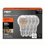 Feit A19 E26 (Medium) Filament LED Bulb Soft White 100 Watt Equivalence 4 pk