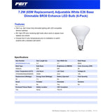 Feit BR30 E26 (Medium) LED Bulb Adjustable White 65 Watt Equivalence 6 pk