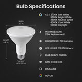 Feit PAR30 E26 (Medium) LED Bulb Adjustable White 75 Watt Equivalence 1 pk
