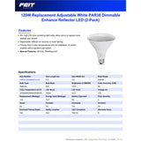 Feit PAR38 E26 (Medium) LED Bulb Adjustable White 120 Watt Equivalence 2 pk