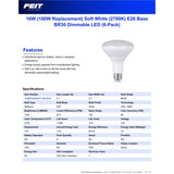 Feit BR30 E26 (Medium) LED Bulb Soft White 100 Watt Equivalence 6 pk