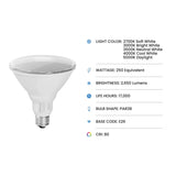 Feit PAR38 E26 (Medium) LED Bulb Adjustable White 250 Watt Equivalence 1 pk