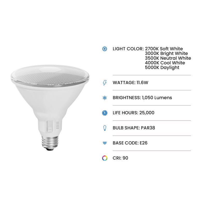 Feit PAR38 E26 (Medium) LED Dusk to Dawn Bulb Color Changing 100 Watt Equivalence 1 pk