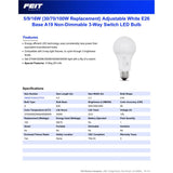 Feit A19 E26 (Medium) LED Bulb Adjustable White 100 Watt Equivalence 1 pk