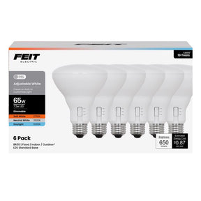 Feit BR30 E26 (Medium) LED Bulb Adjustable White 65 Watt Equivalence 6 pk