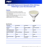 Feit PAR38 E26 (Medium) LED Floodlight Bulb Adjustable White 325 Watt Equivalence 1 pk
