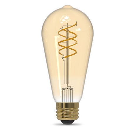 Feit ST19 E26 (Medium) Filament LED Bulb Amber 60 Watt Equivalence 2 pk